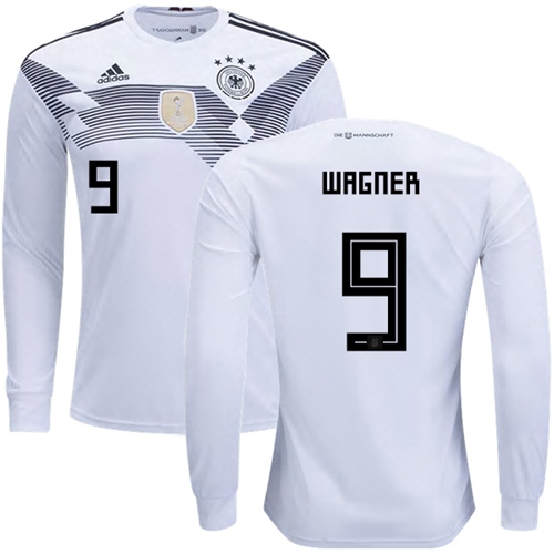 Germany #9 Wagner White Home Long Sleeves Soccer Country Jersey